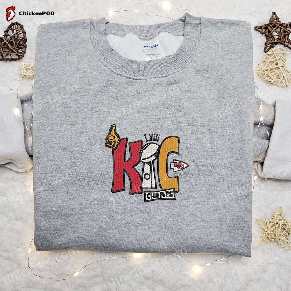 Get the Ultimate KC LVIII Champs Embroidered Shirt & NFL Sports Hoodie – Perfect Fandom Gift!