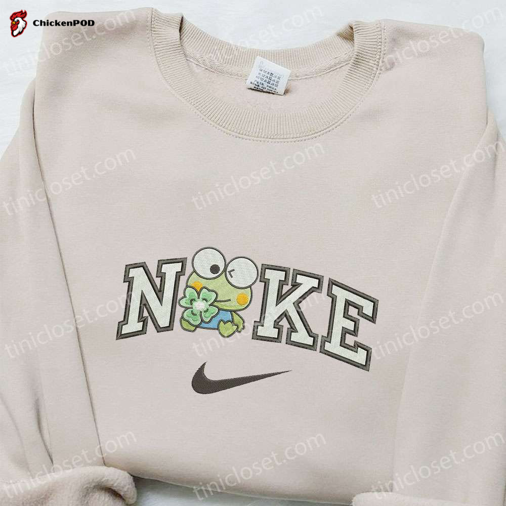 Keroppi Flower x Nike Embroidered Sweatshirt – Cartoon & Nike Inspired Shirt