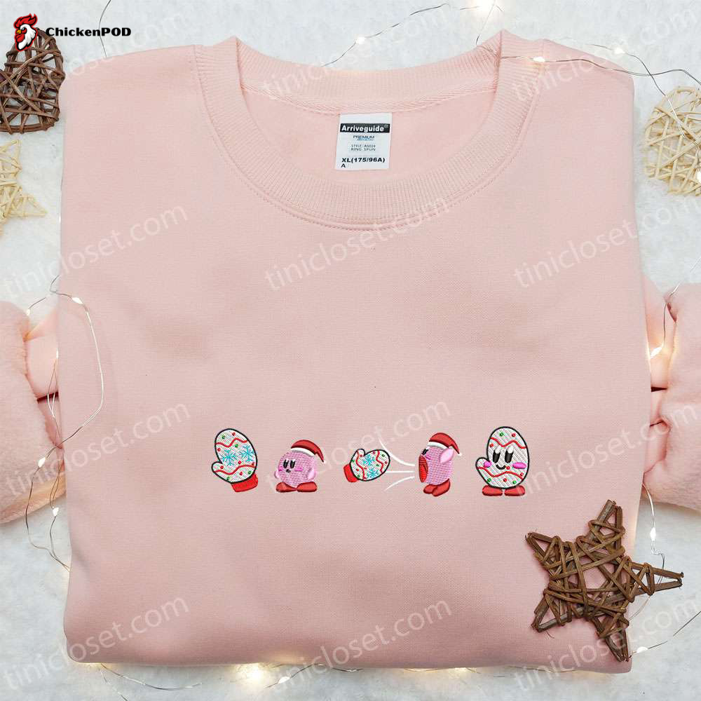 Get Festive with Kirby: Embroidered Christmas Gift Shirt Hoodie & Sweatshirt