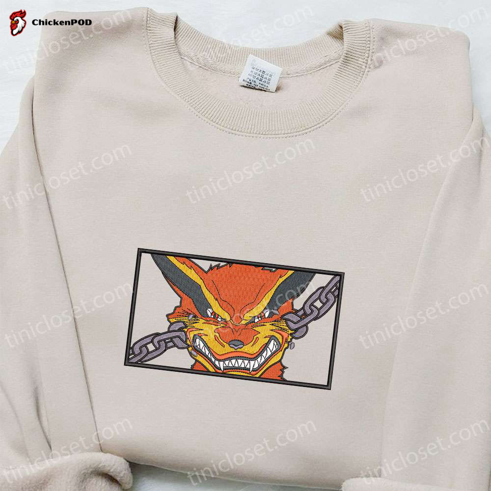 Naruto Anime Embroidered Kurama Shirt: Show Your Love for the Series with this Stylish Piece!