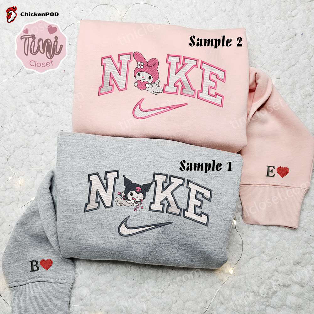 Kuromi & Melody x Nike Couple Shirt Hoodie & Sweatshirt: Cartoon Embroidered Valentine s Day Collection