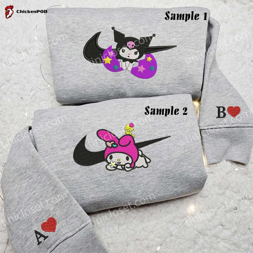 Adorable Kuromi and My Melody Embroidered Couples Shirts: Perfect Matching Outfits for Anime Lovers!