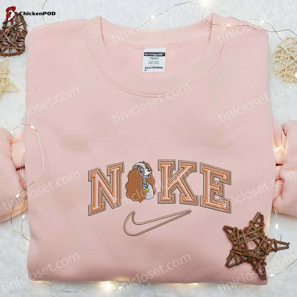 Stylish Lady X Nike Cartoon Embroidered Shirt – Best Nike Inspired T-Shirt Gift For Family