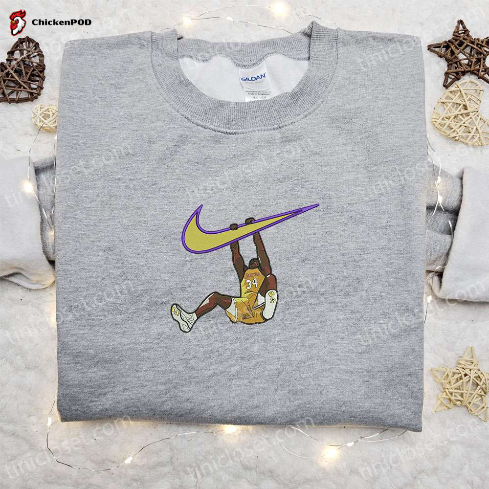 Shop Lakers Basketball Player x Nike Swoosh Embroidered Shirt & Sports Hoodie – Perfect Family Gift Ideas