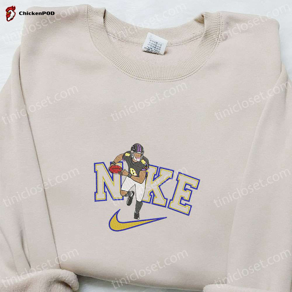 Lamar Jackson x Nike Embroidered Shirt and Hoodie: NFL Sports Apparel with Celebrity Style