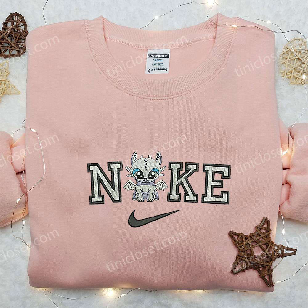 Custom Light Fury x Nike Embroidered Shirt – How to Train Your Dragon – Unique Nike Shirt