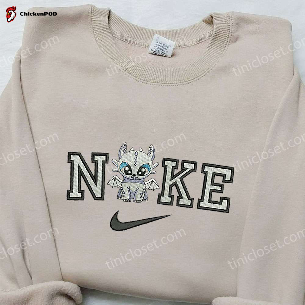 Custom Light Fury x Nike Embroidered Shirt – How to Train Your Dragon – Unique Nike Shirt