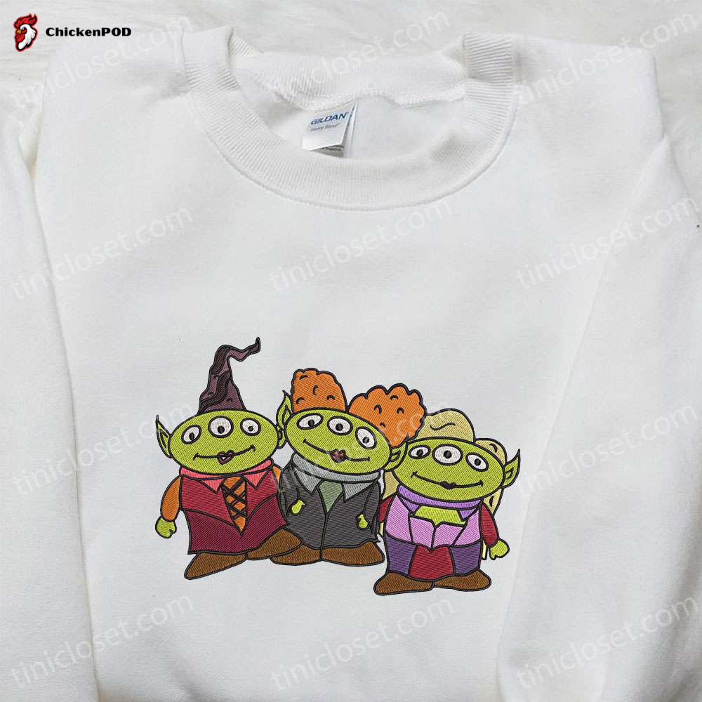 Spooky Little Green Aliens Halloween Embroidered Shirt – Best Family Halloween Gift