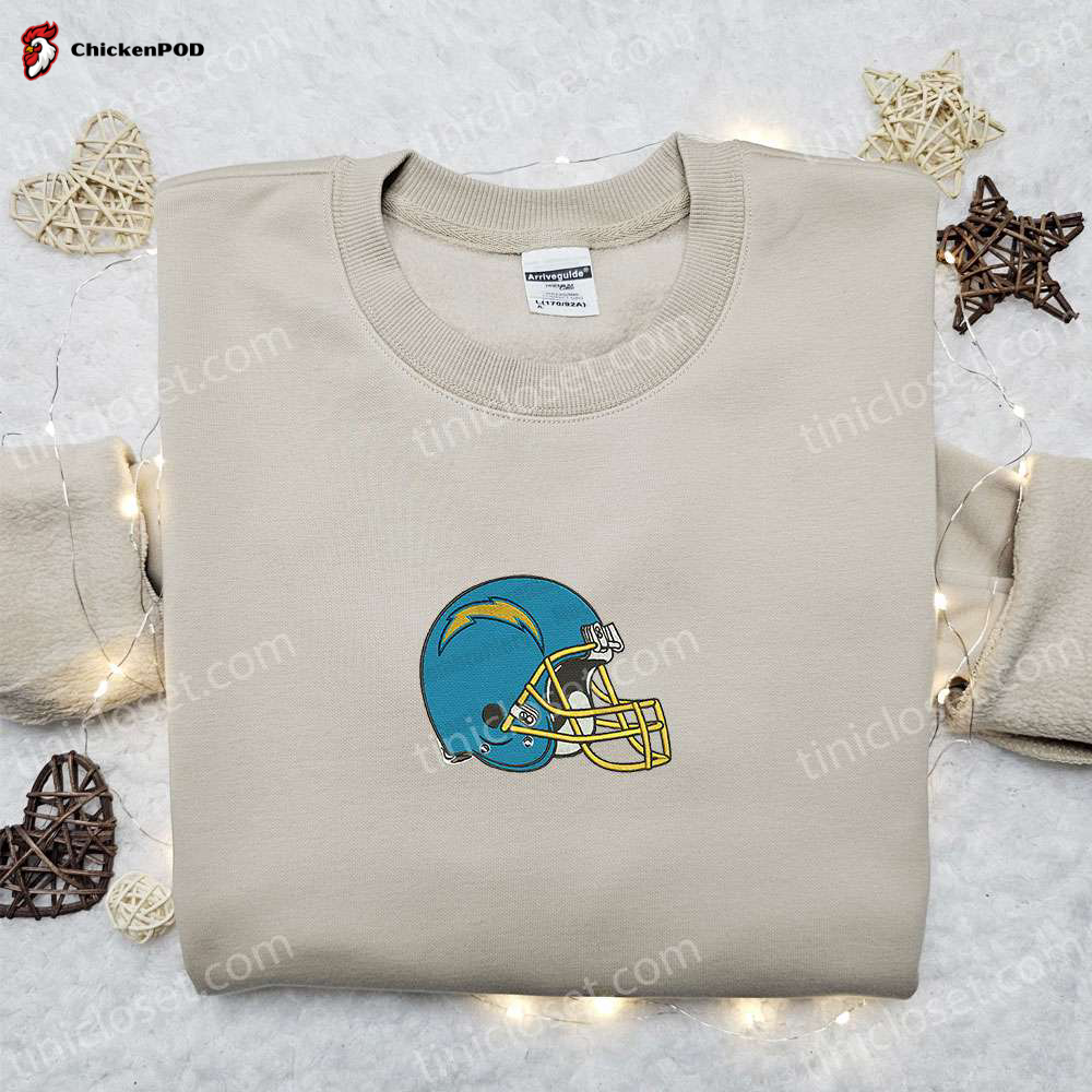 Los Angeles Chargers Helmet Embroidered Shirt & NFL Sports Hoodie: The Best Gift Idea for Football Fans!