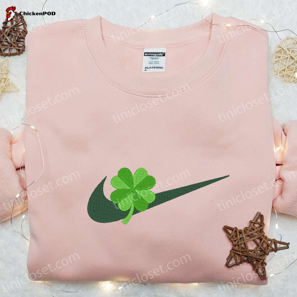 Lucky Grass x Swoosh Embroidered Sweatshirt: Custom Hoodie Perfect Family Gift – Shop Now!