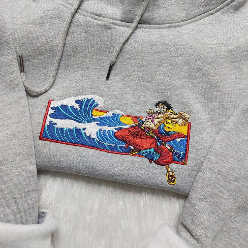 Anime Embroidered Apparel: Luffy Shirt One Piece Sweatshirt & Hoodie