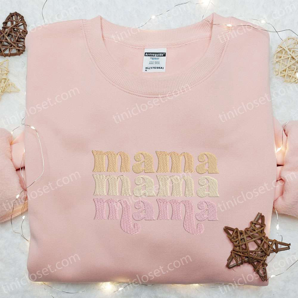 Stylish Mama Pastel Colors Embroidered Shirt & Hoodie: Perfect Mother s Day Gift for Mom!