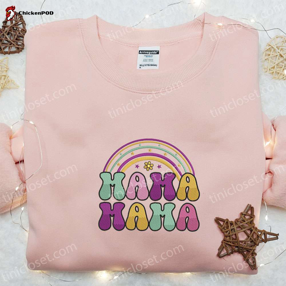 Mama Rainbow Cartoon Embroidered Shirt & Hoodie: Perfect Mother s Day Gift for Mommy