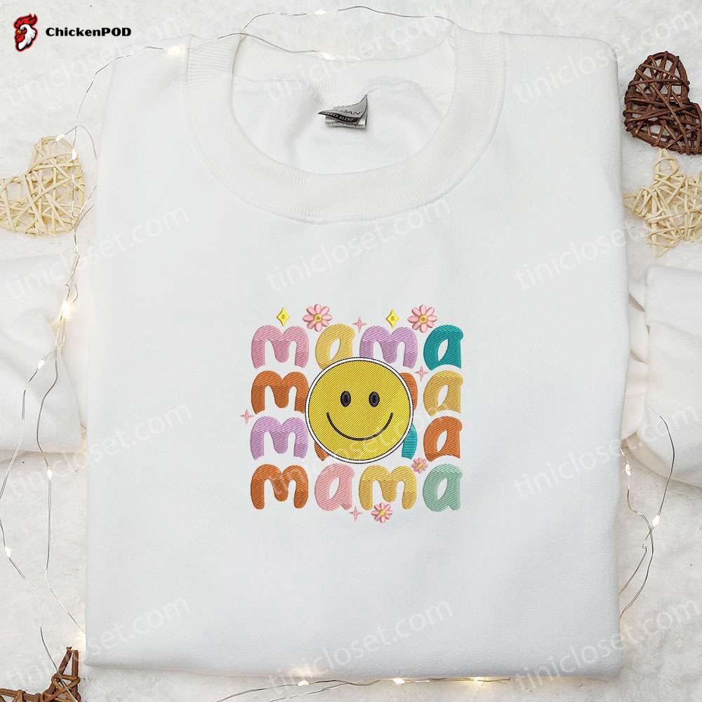 Stylish Mama Pastel Rainbow Embroidered Shirt & Hoodie: Perfect Mother’s Day Gift for Mom