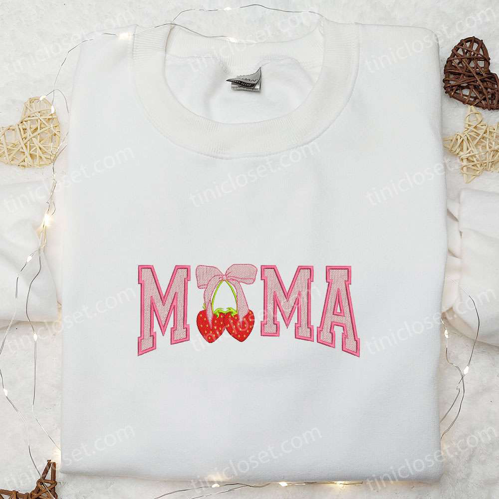 Shop Mama Strawberry Embroidered Shirt & Mother’s Day Hoodie – Best Gift for Mom