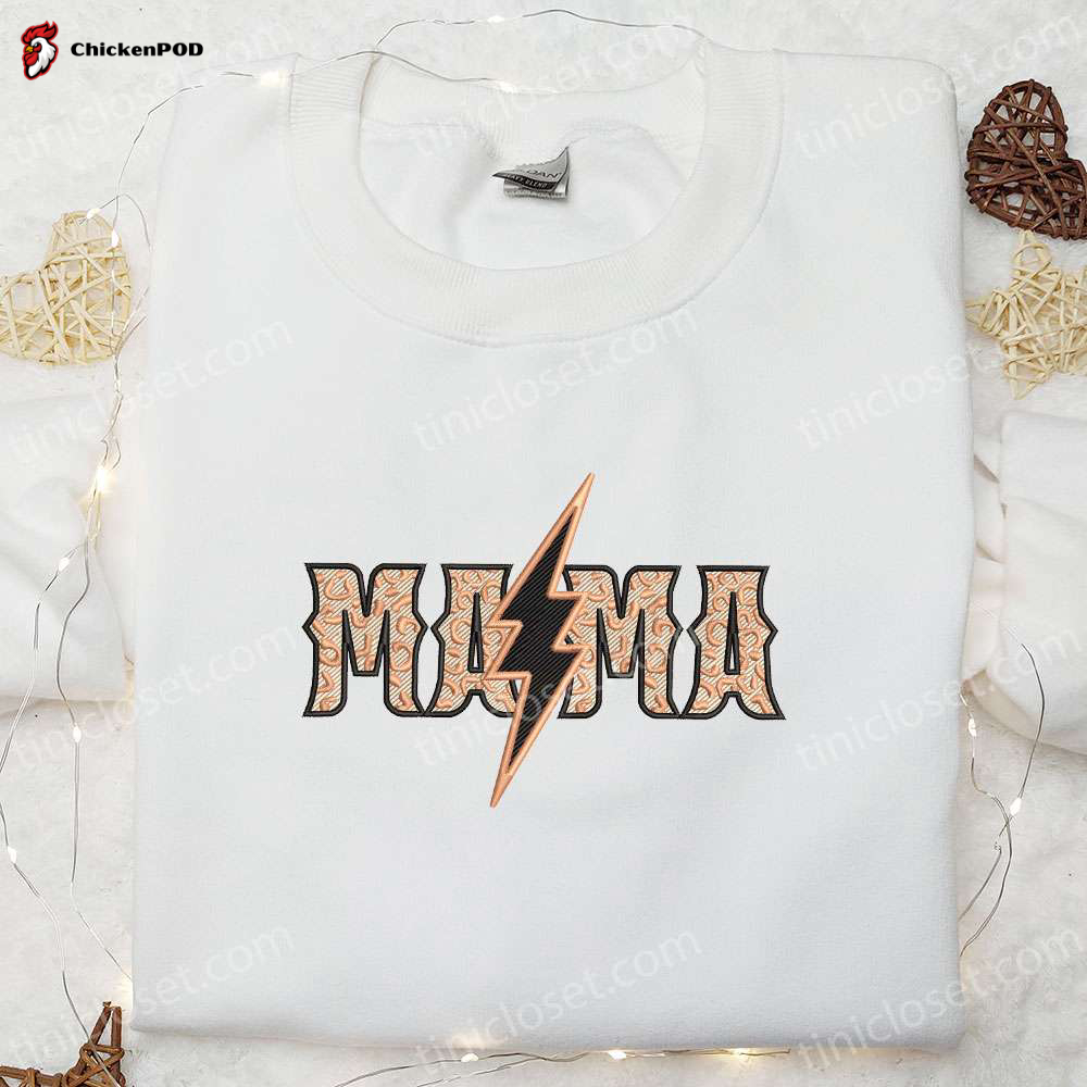 Mama Thunderbolt Embroidered Shirt & Hoodie: Perfect Mother s Day Gift for Mom