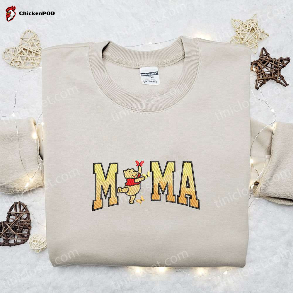 Mama Winnie The Pooh Embroidered Shirt & Hoodie: Perfect Mother’s Day Gift for Mom!