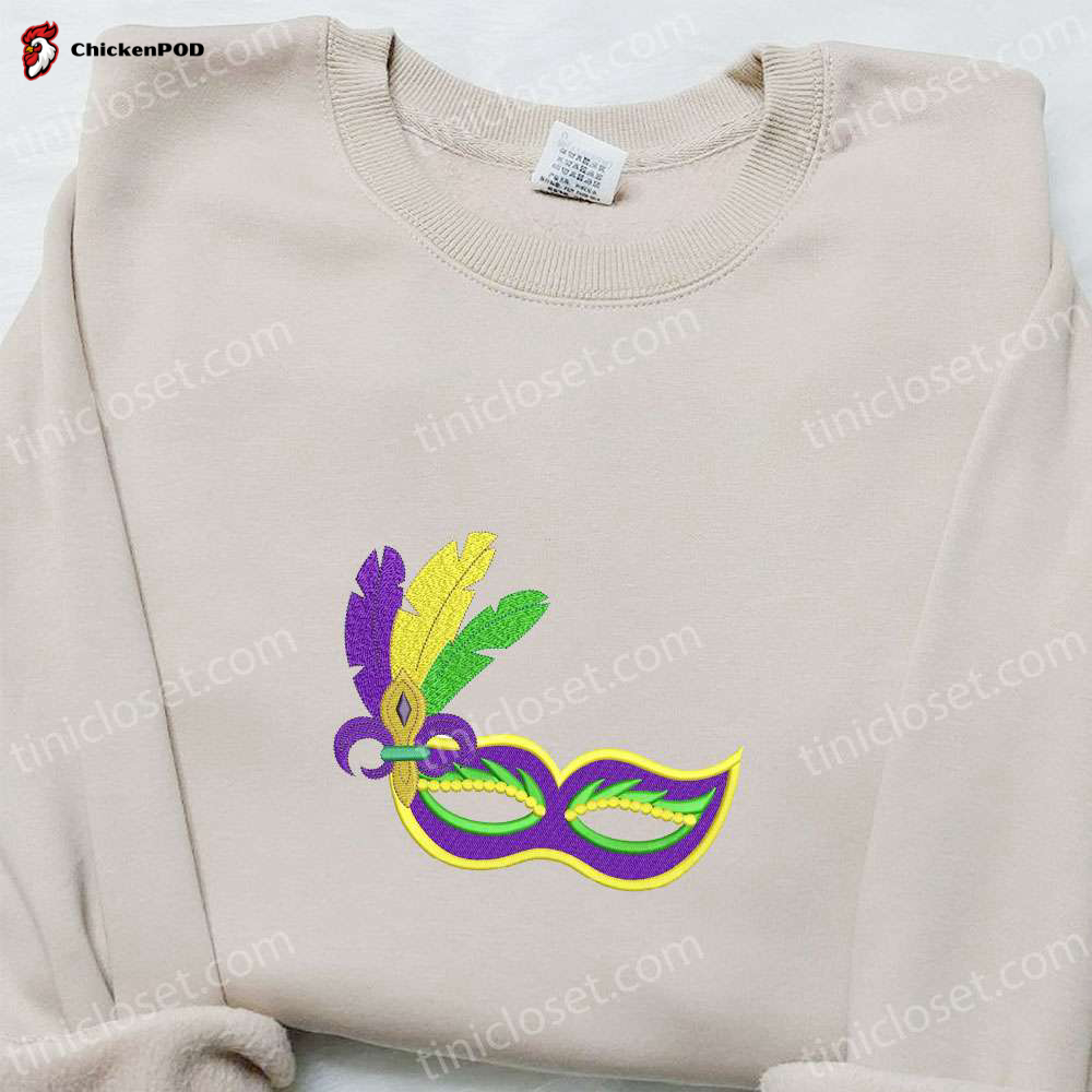 Mardi Gras Feather Mask Embroidered Shirt & Hoodie: Best Gift Ideas for the Holiday Season