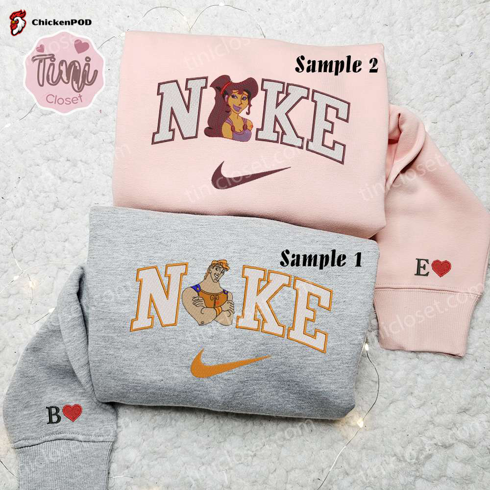 Nike Megara and Hercules Couple Embroidered Shirt: Cartoon Hoodie & Valentine s Sweatshirt