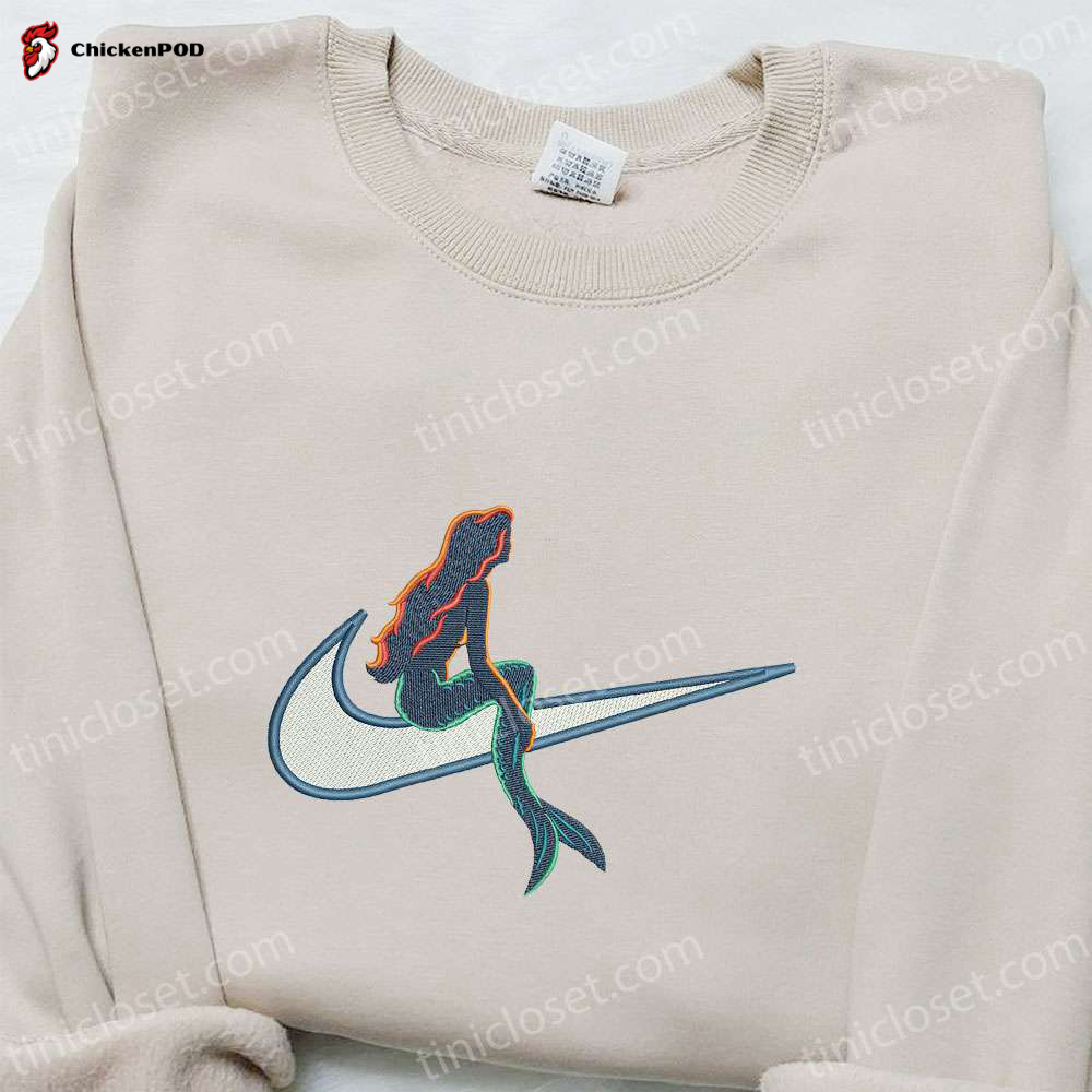 Mermaid x Swoosh Embroidered Shirt – Nike Inspired Best Gift for Family