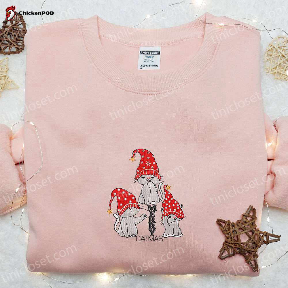 Merry Catmas Gnomes Embroidered Shirt & Cute Christmas Hoodie: Best Family Christmas Gifts