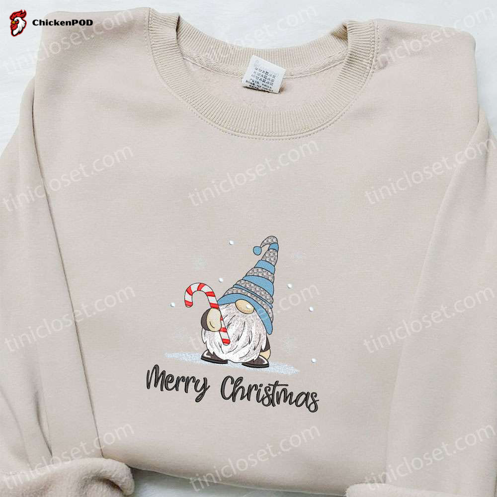 Merry Christmas Gnome Santa Embroidered Shirt & Hoodie: Best Family Gifts