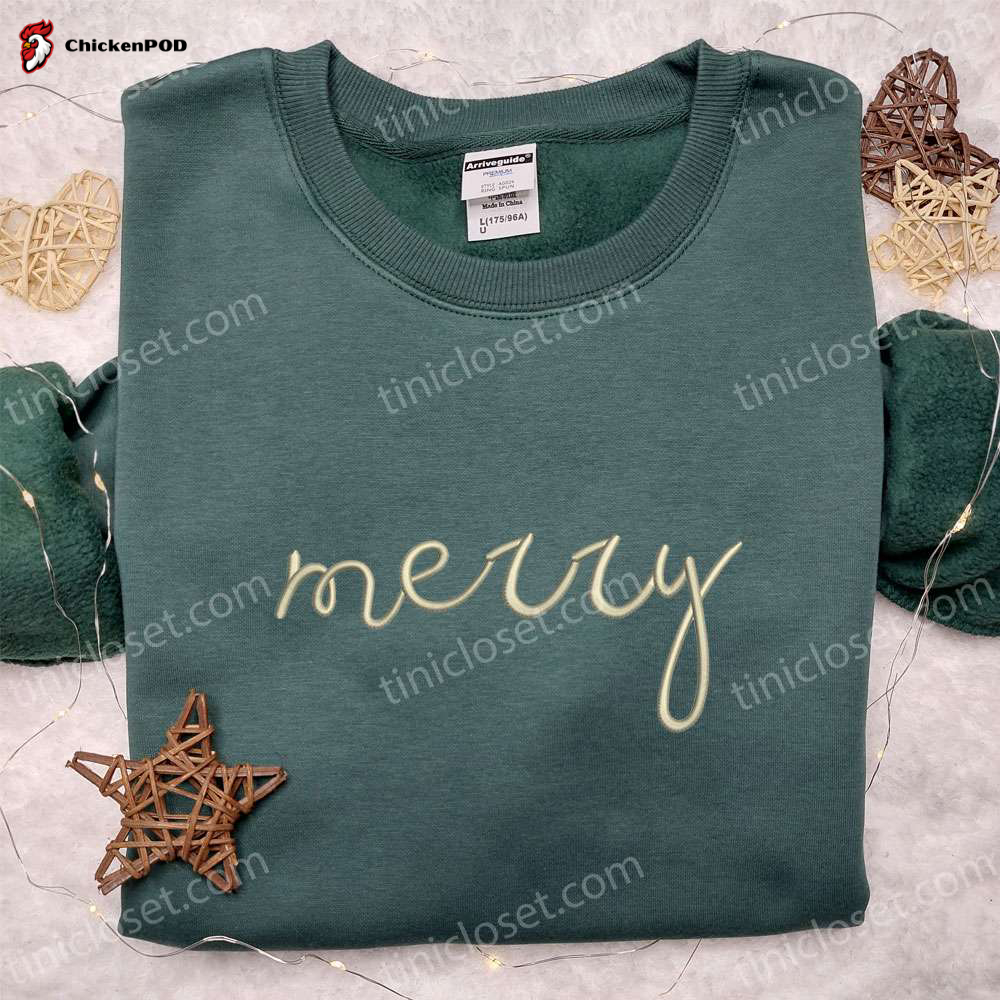 Merry Embroidered Shirt & Christmas Hoodie: Best Gifts for Family