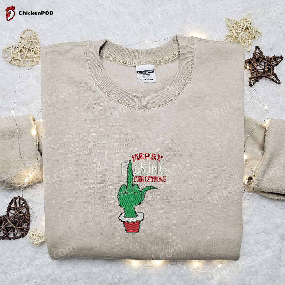 Get Festive with Merry Facking Christmas Embroidered Shirt & Hoodie – Unique Christmas Gift Ideas for Friends