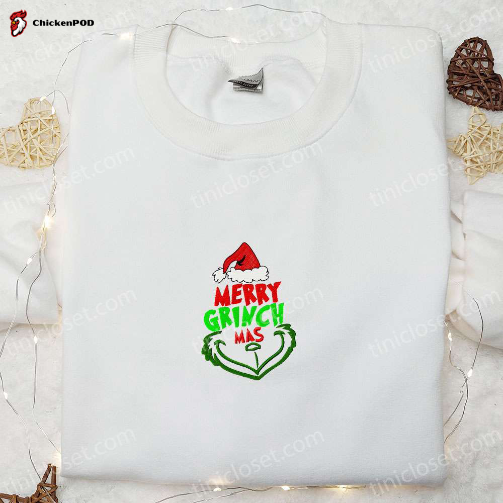 Merry Grinchmas Embroidered Sweatshirt & Shirt: Top Christmas Gift Ideas