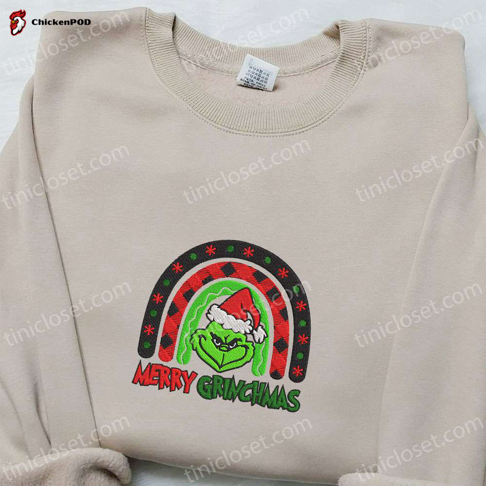 Merry Grinchmas Embroidered Shirt & Hoodie: Best Christmas Gifts for Family