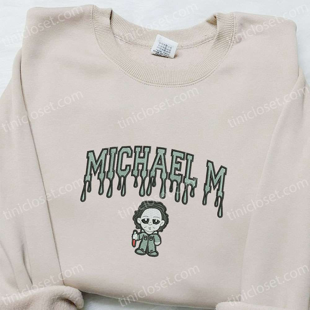 Spooktacular Michael Myers Embroidered Hoodie: Horror Movie Characters Sweatshirt & Spooky Shirt