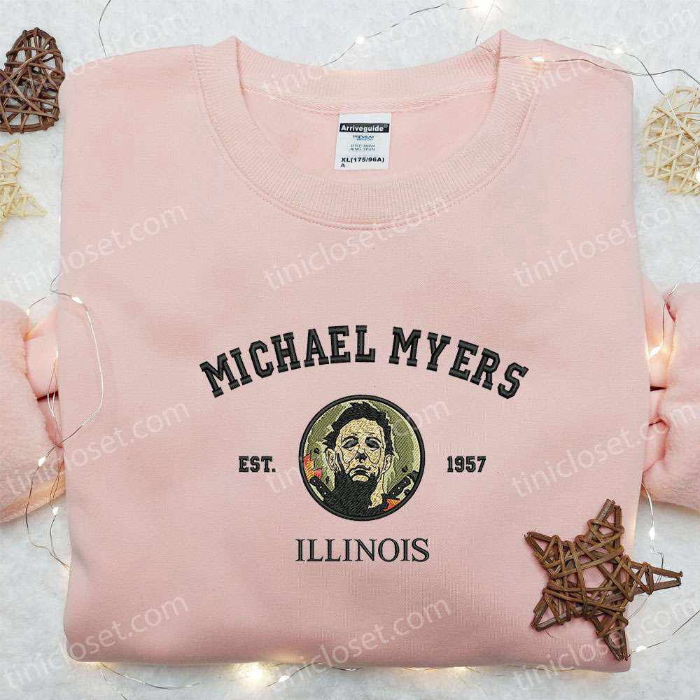 Vintage Michael Myers Est 1957 Illinois Hoodie – Horror Movie Characters Embroidered Sweatshirt & Spooky Shirt