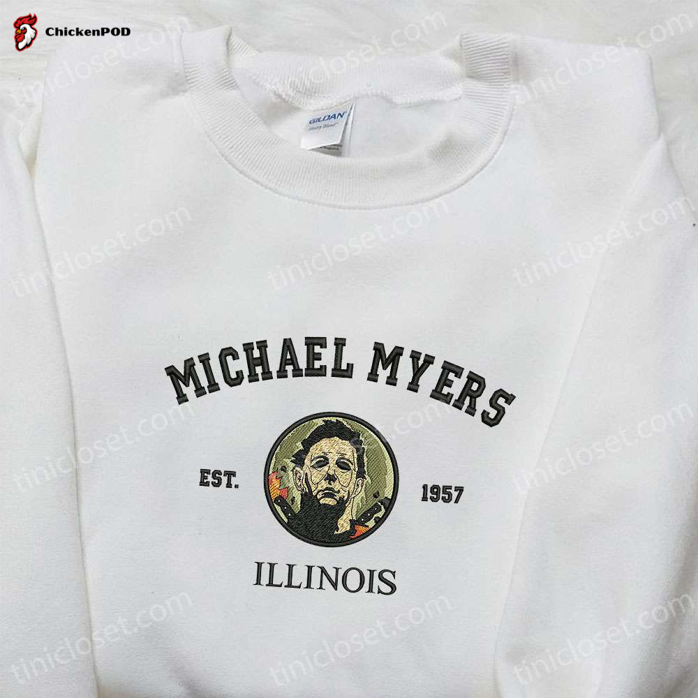 Michael Myers Est 1957 Illinois Hoodie: Horror Movie Characters Embroidered Sweatshirt Spooky Shirt