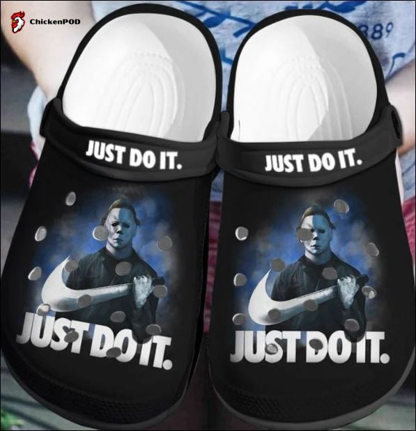 Michael Myers Just Do It In Dark Theme Crocs-Slippers Crocband Clog Comfortable Water Shoes