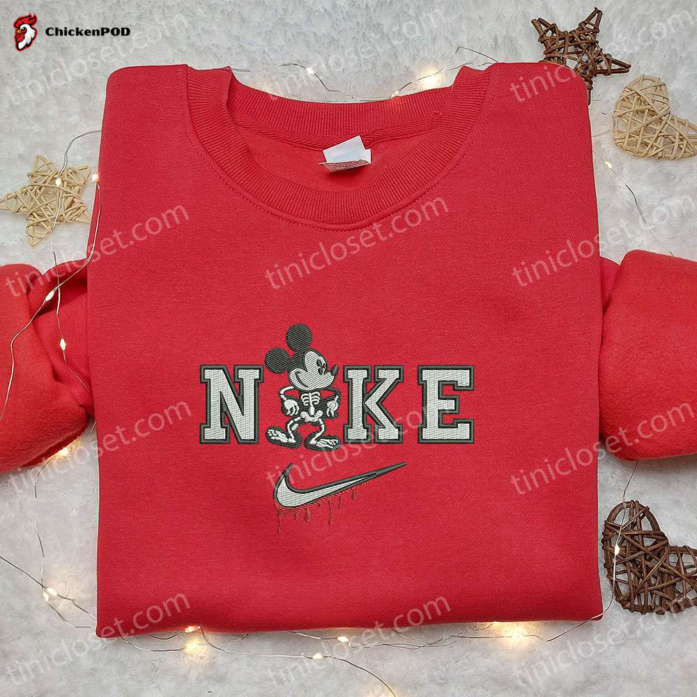 Mickey Mouse Santa x Nike Embroidered Shirt Disney Characters Hoodie & Christmas Sweatshirt: Festive Disney Apparel!