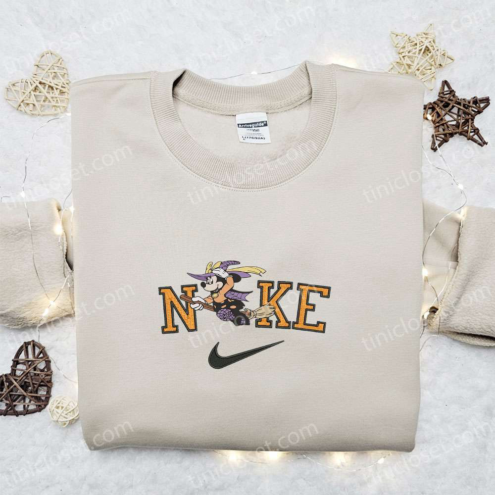 Mickey Mouse Witch Halloween x Nike Sweatshirt: Disney Characters Embroidered Shirt Best Halloween Gift Ideas