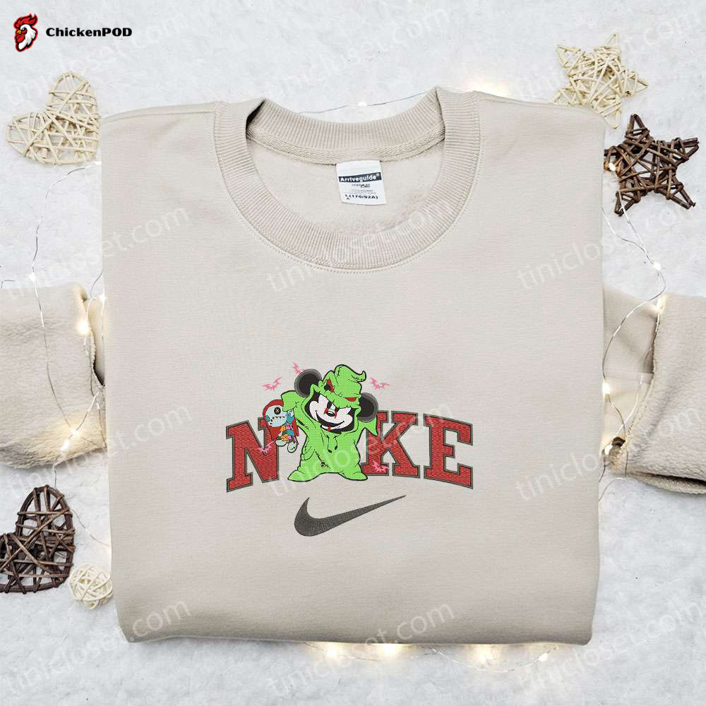 Mickey Oogie Boogie Halloween x Nike Sweatshirt: Horror Movie Embroidered Shirt Best Halloween Gift Ideas