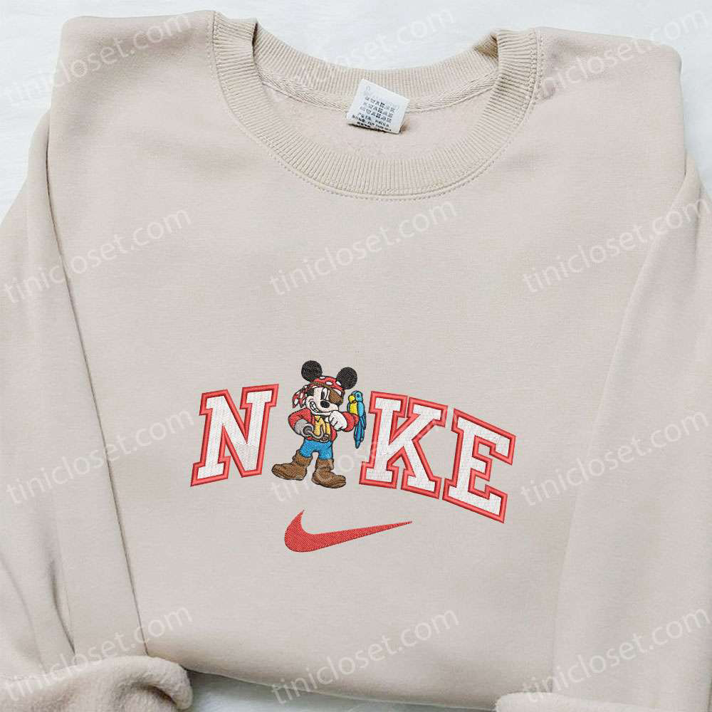 Disney Mickey Pirate x Nike Embroidered Shirt & Cartoon Hoodie – Unique Disney Characters Apparel