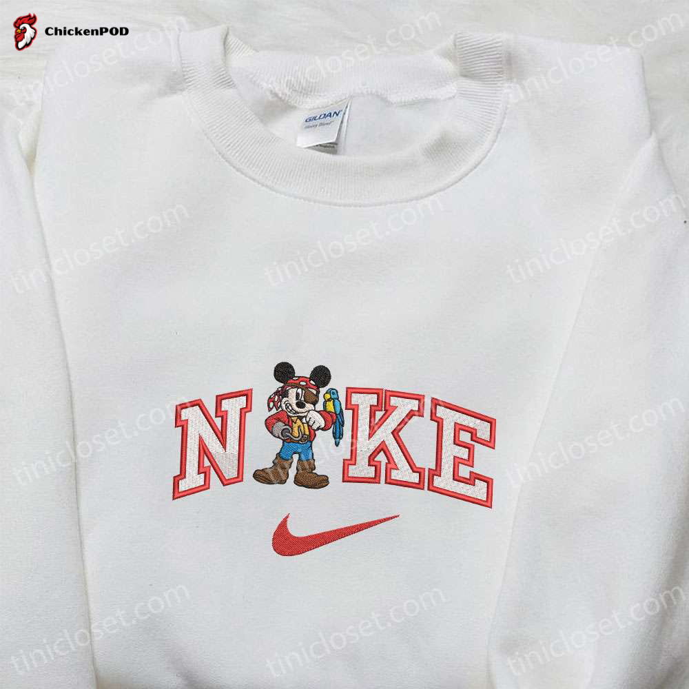 Disney Mickey Pirate x Nike Embroidered Shirt & Cartoon Hoodie – Unique Disney Characters Apparel