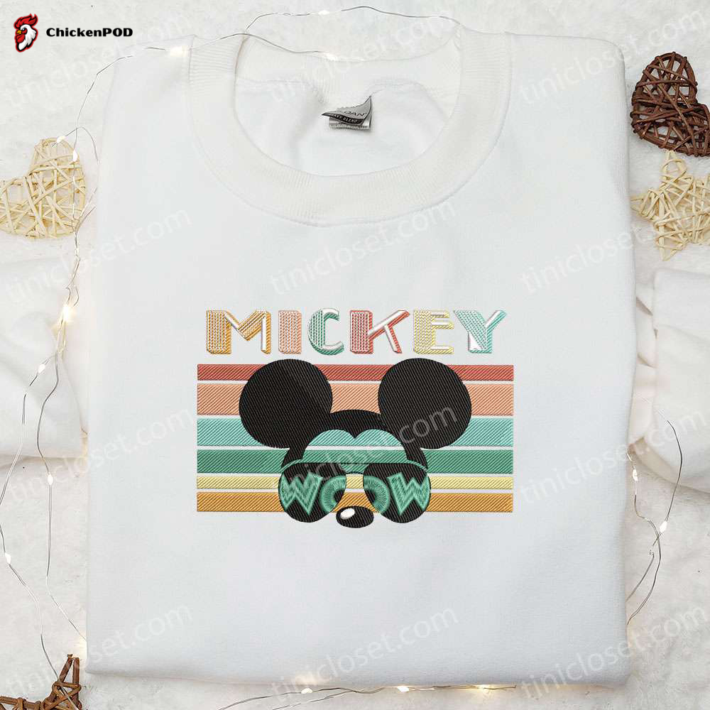 Disney Characters Embroidered Hoodie & Minnie Sunglasses Wow Shirt – Best Gift Idea for Disney Fans