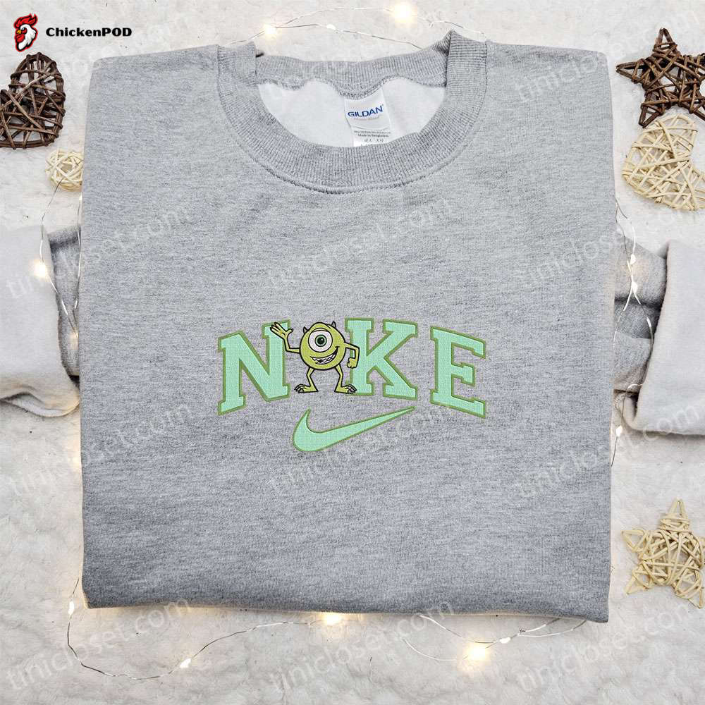 Disney Characters Embroidered Sweatshirt: Mike Wazowski x Nike Cartoon Shirt – Perfect Family Gift