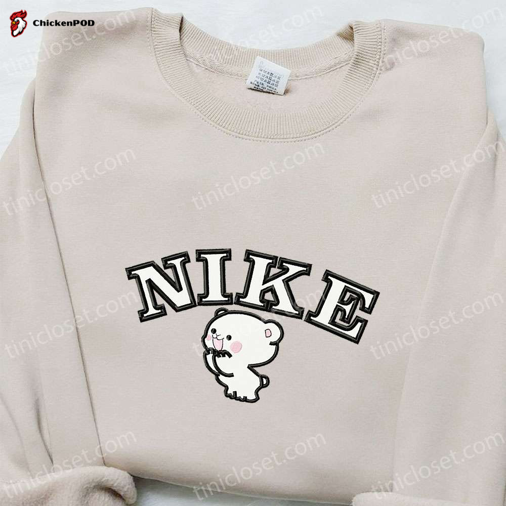 Milk Bear x Nike Cartoon Embroidered Shirt – Nike Inspired T-shirt Perfect Family Gift Idea