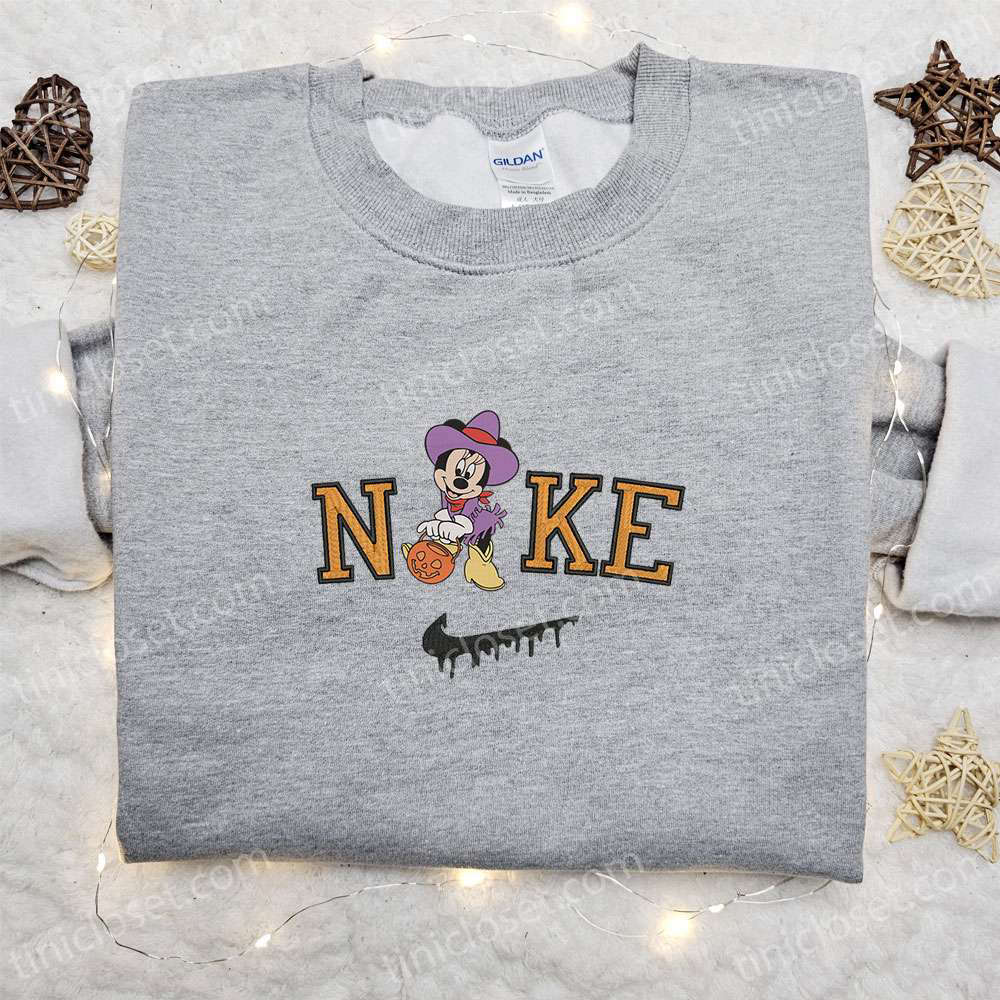 Minnie Cowboy Halloween x Nike Sweatshirt: Embroidered Walt Disney Characters Shirt Best Halloween Gift Ideas