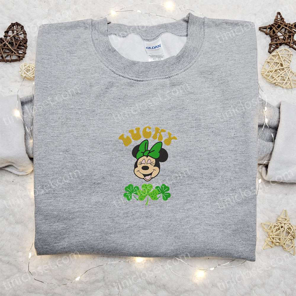 Minnie Lucky Shamrock Embroidered Shirt & Disney Characters Hoodie: Saint Patrick’s Day Gift Ideas