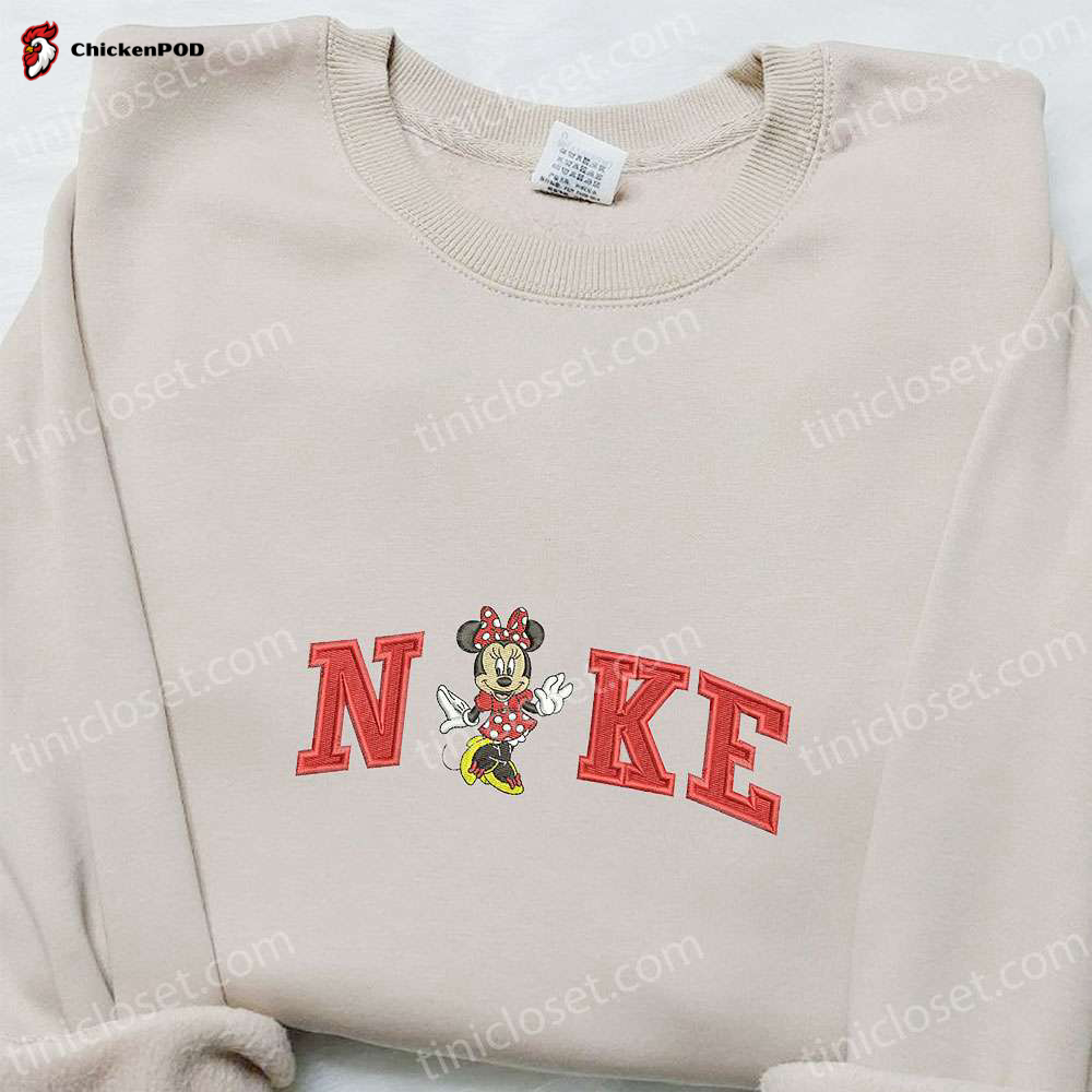 Minnie Mouse x Nike Embroidered Shirt Disney Characters Hoodie & Nike Inspired Sweatshirt: Disney and Nike Collaboration Apparel!