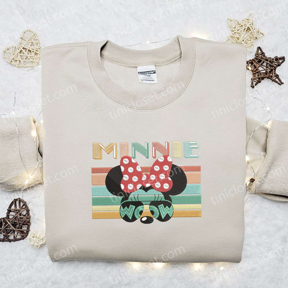 Disney Characters Embroidered Hoodie & Minnie Sunglasses Wow Shirt – Best Gift Idea for Disney Fans