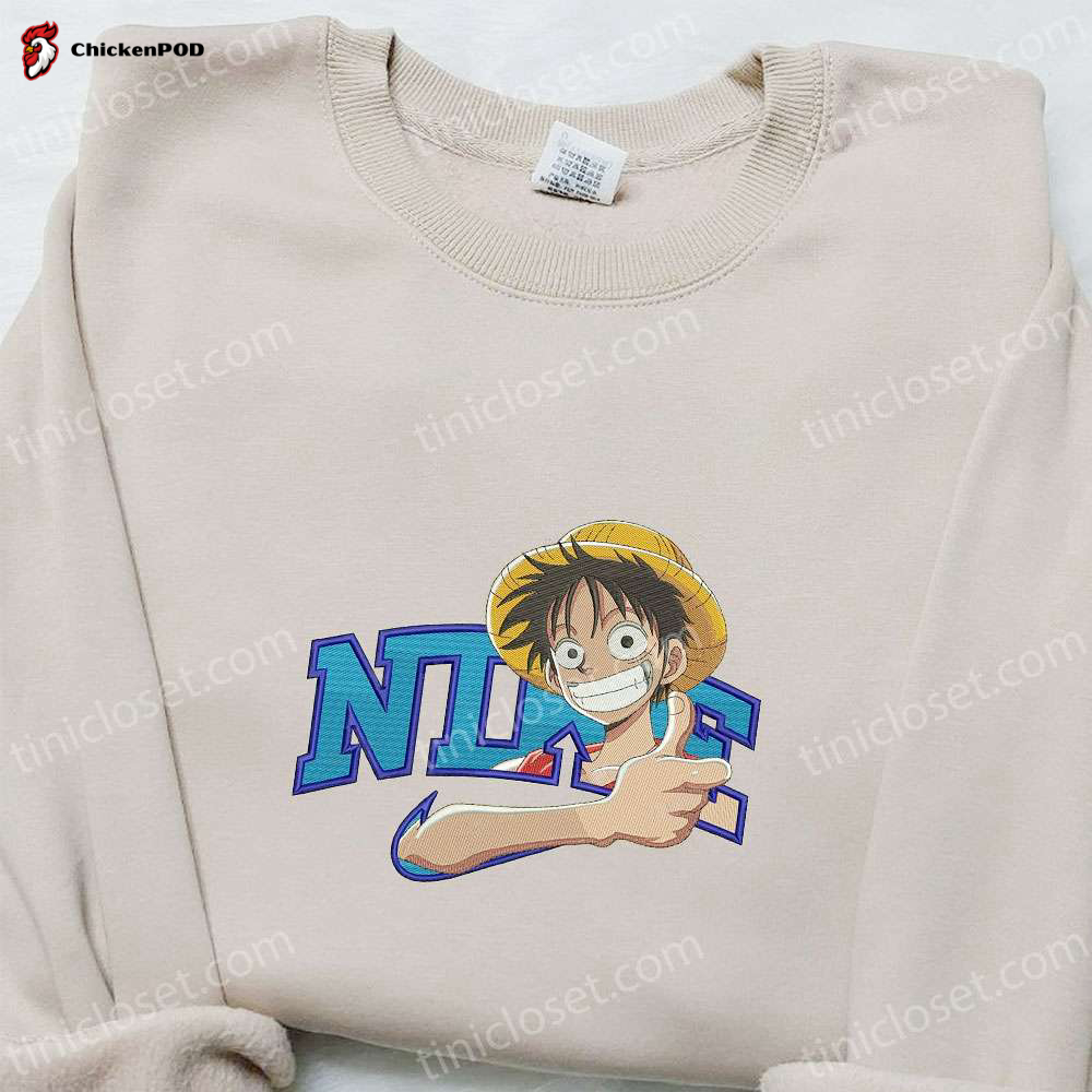 Monkey D Luffy x Nike Anime Embroidered Sweatshirt & T-shirt: Perfect Family Gift Ideas