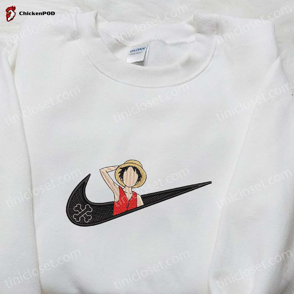 Monkey D Luffy x Nike: Anime Tshirt with Swoosh Embroidery One Piece Inspired Shirt