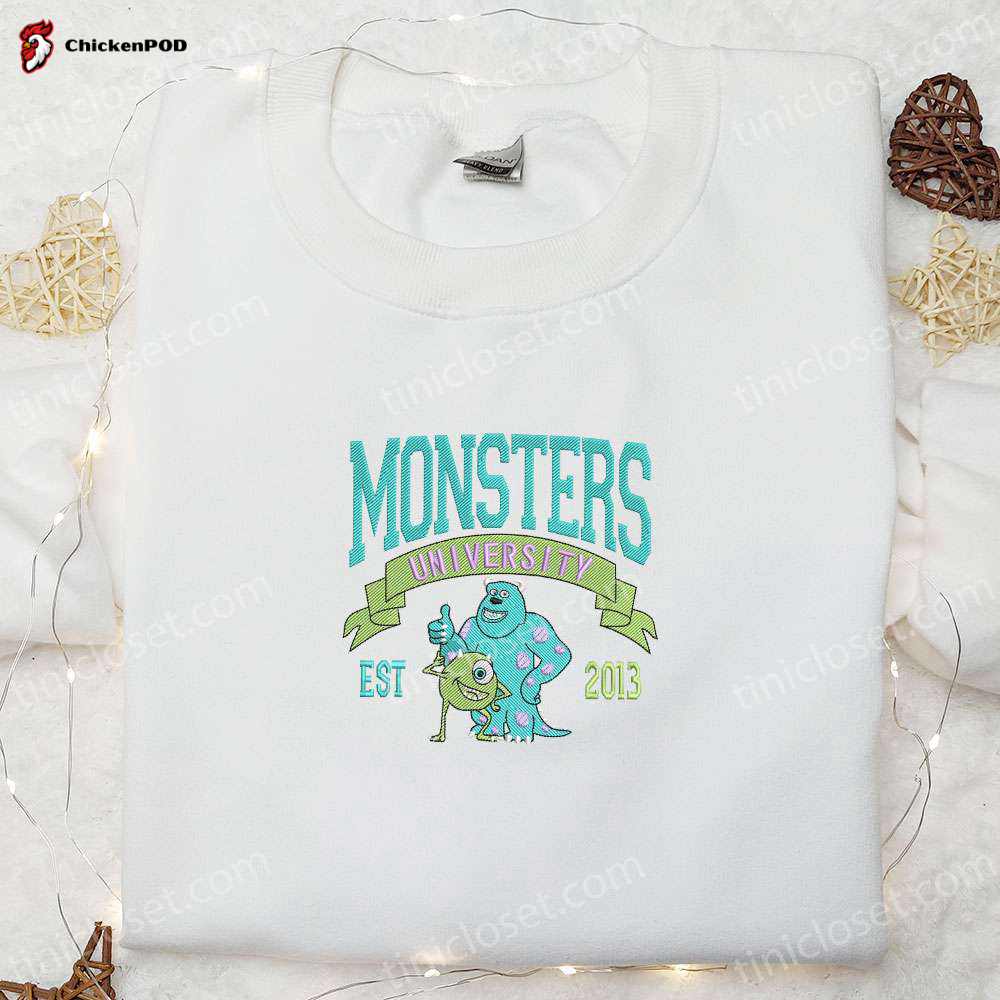 Monsters University 2023 Embroidered Shirt & Disney Characters Hoodie: Perfect Gift for Friends