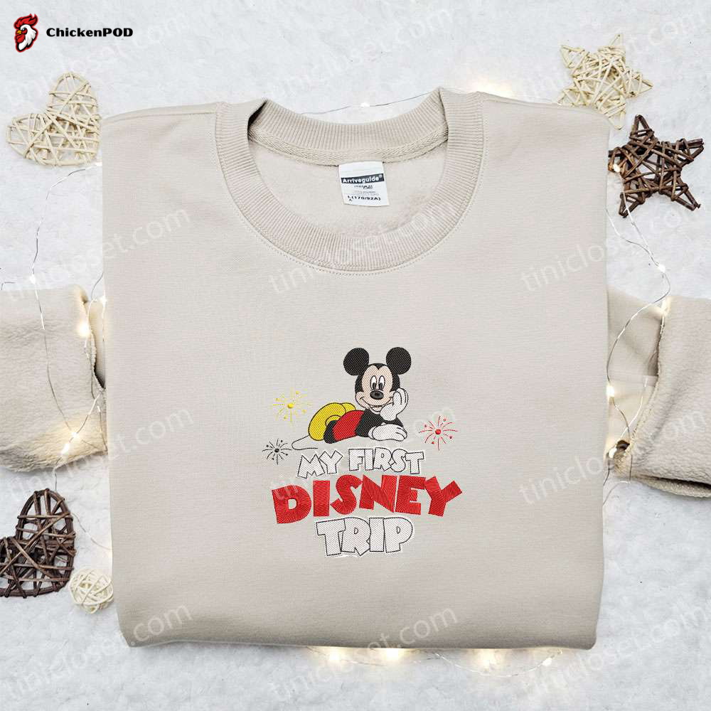 Disney Trip Mickey Embroidered Shirt & Characters Hoodie: Perfect Birthday Gift Idea for Disney Lovers